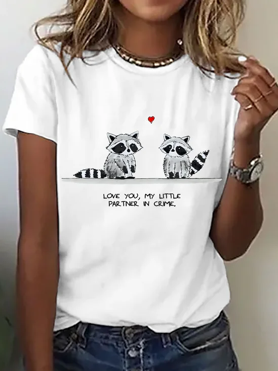 Women's Love Raccoons Valentine's Day Short-Sleeved T-Shirt