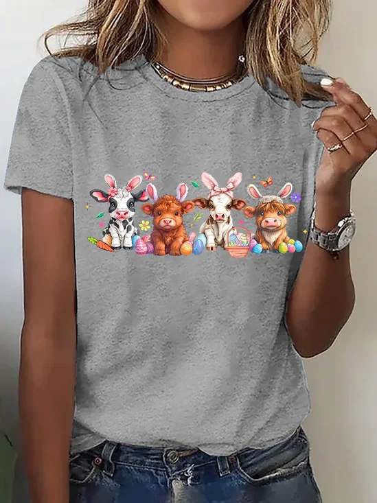Easter Day Cow Cotton T-Shirt