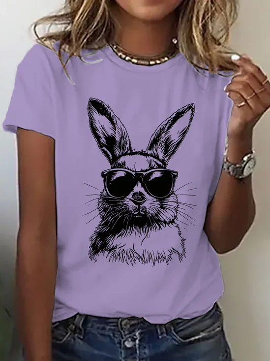 Women's Rabbit Easter Bunny Sunglasses short-sleeved T-shirt