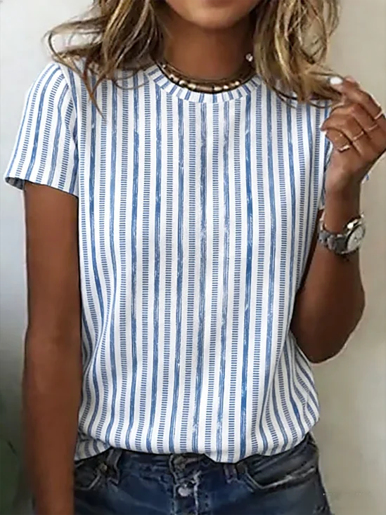 Cotton Striped Casual T-Shirt
