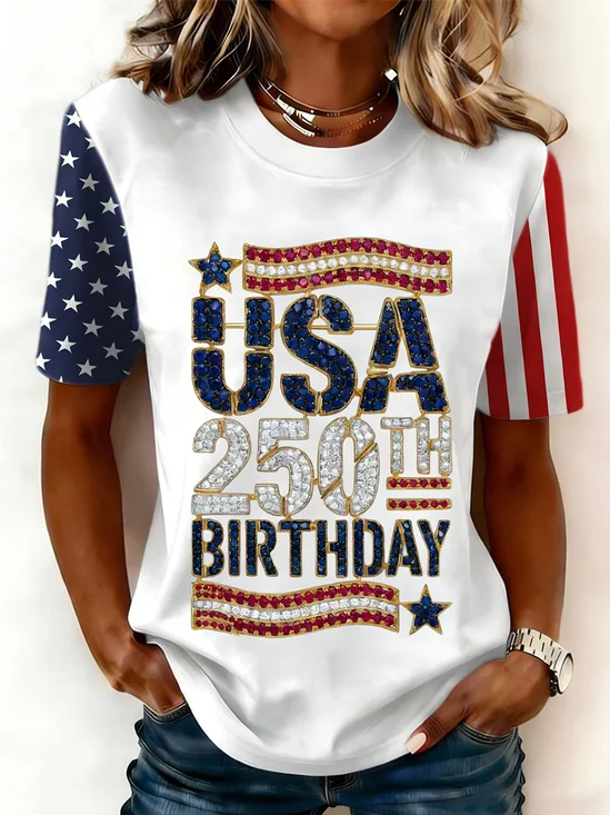 250th anniversary Crew Neck Usa/Us/American Regular Fit Casual T-Shirt