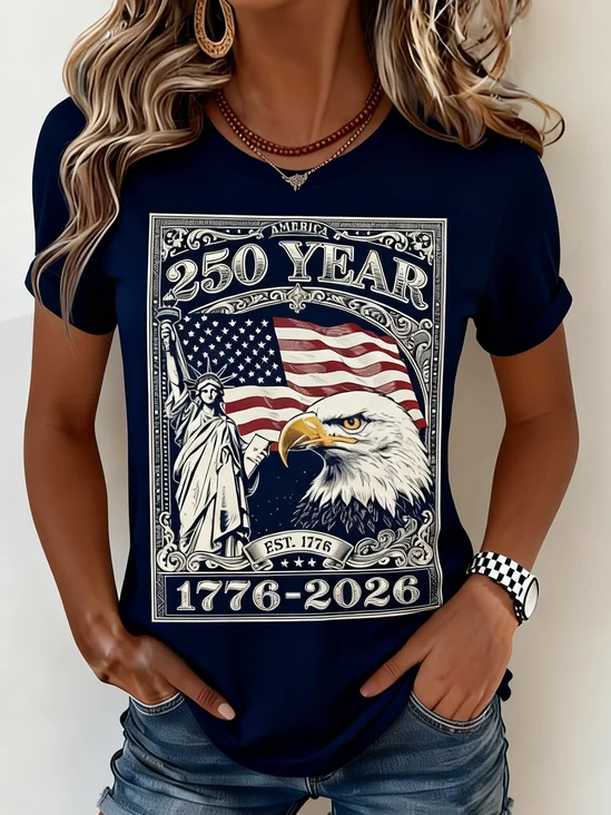 250th anniversary Cotton Regular Fit Independence Day Casual T-Shirt