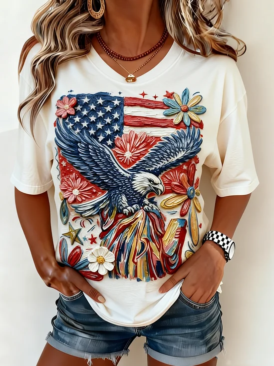 250th anniversary Crew Neck Casual Independence Day T-Shirt