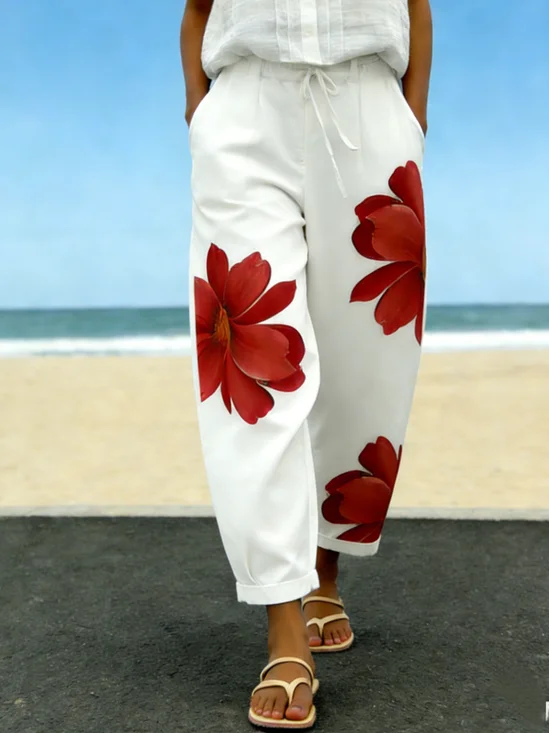 3D Printing Big Scale Flower Loose Casual Pants