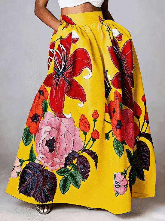 Elegant Floral Loose Skirt