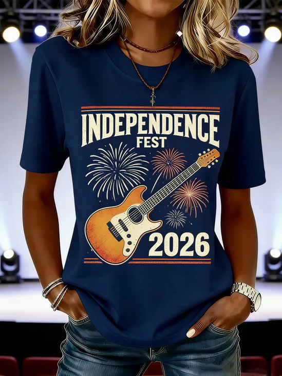 Women's 250th Anniversary Of The Founding Of the United States Vintage Short Sleeve Crew Neck Music Festival 3D Printing Daily Going Out Casual T-Shirt