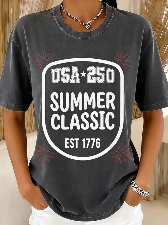 250th anniversary Casual Crew Neck Regular Fit Independence Day T-Shirt