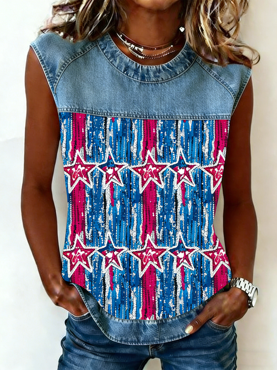 Crew Neck Vintage Loose Tank Top