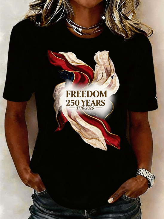 America 250th Anniversary "Freedom" Graphic Tee | 1776-2026 Commemorative Ribbon Shirt