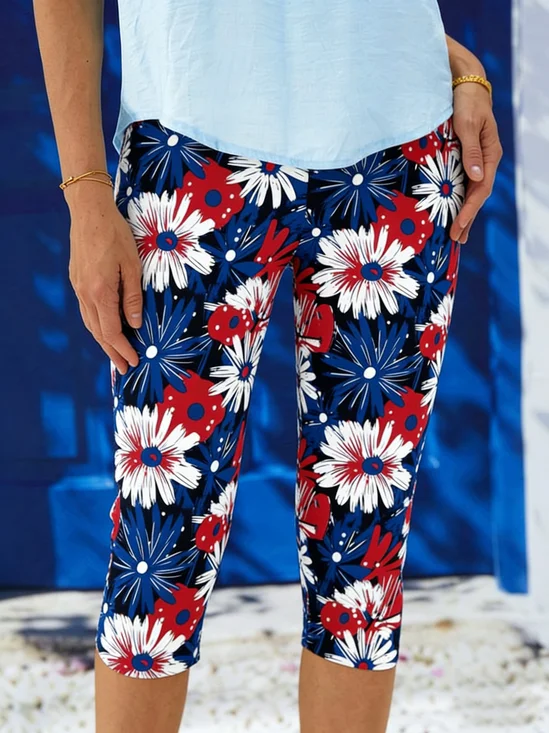 3D printing Floral Vintage Tight Independence Day 250th Anniversary Casual Leggings