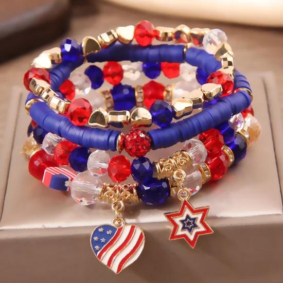 America 250th Freedom Heart Hexagram Star Multilayer Bracelet