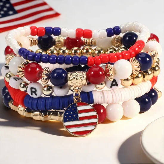 America 250th Freedom Heart Hexagram Star Multilayer Bracelet