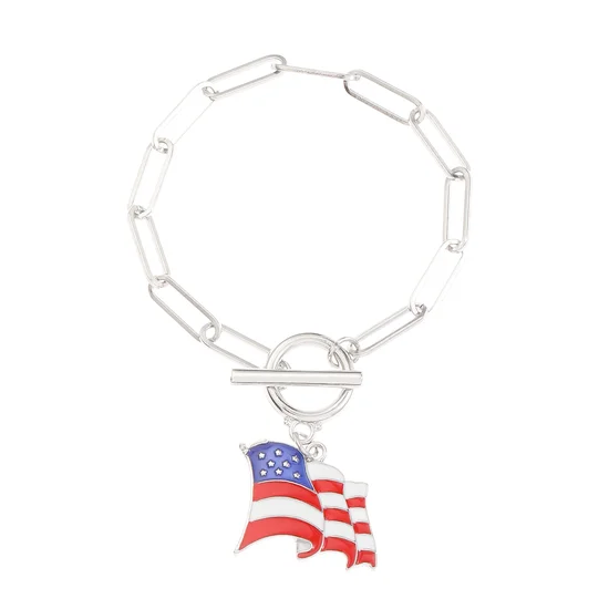 America 250th Freedom USA Heart Metal Chain Bracelet