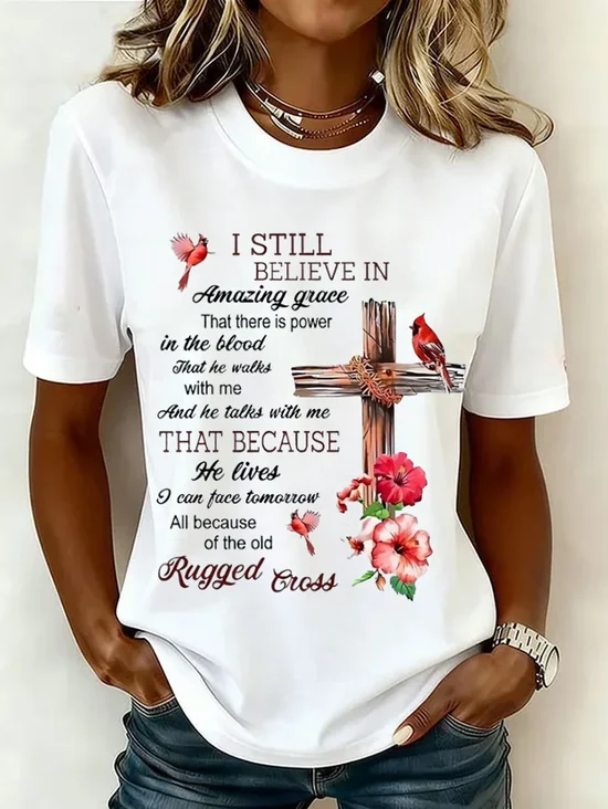 Women's Mother's Day Short Sleeve T-shirt Summer White Text Letters Printing Jersey Crew Neck Daily Going Out Casual Top