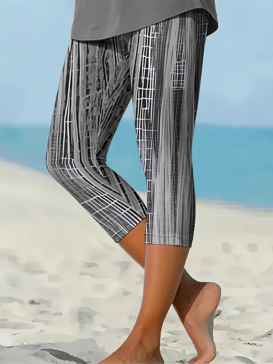 Women's  Elastic Waist H-Line Legging Daily Going Out Pants Gray Casual Printing Abstract Summer Pants