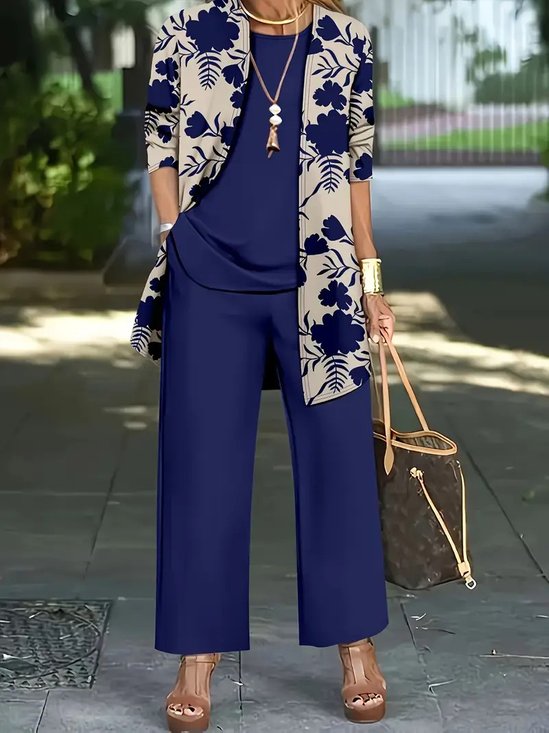 Crew Neck Elegant Matching Outfit