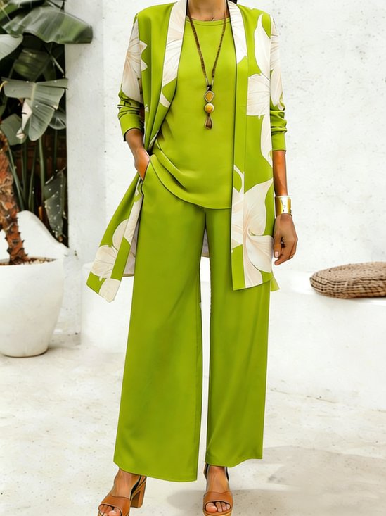 Round Neck Elegant Floral Matching Outfit