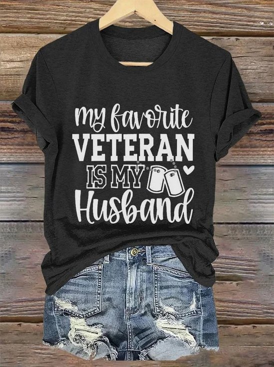 Women's 'My Favorite Veteran Is My Husband' Print T-Shirt
