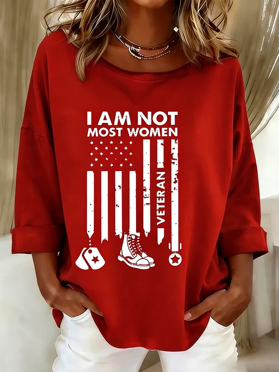 Women's I'M Not Most Women Veteran Print Casual Long Sleeve Sweatshirt