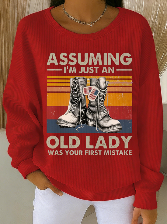 Vintage Crew Neck Loose Letter Pattern Sweatshirt