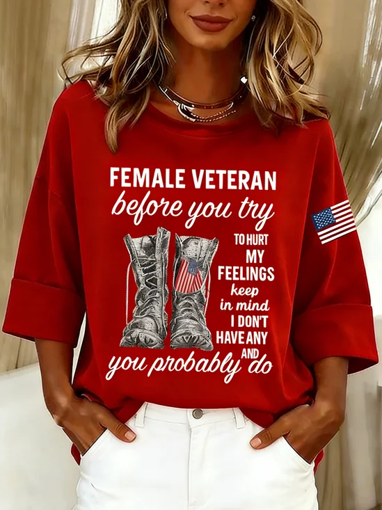 Women's Veteran Print Casual Sweatshirt