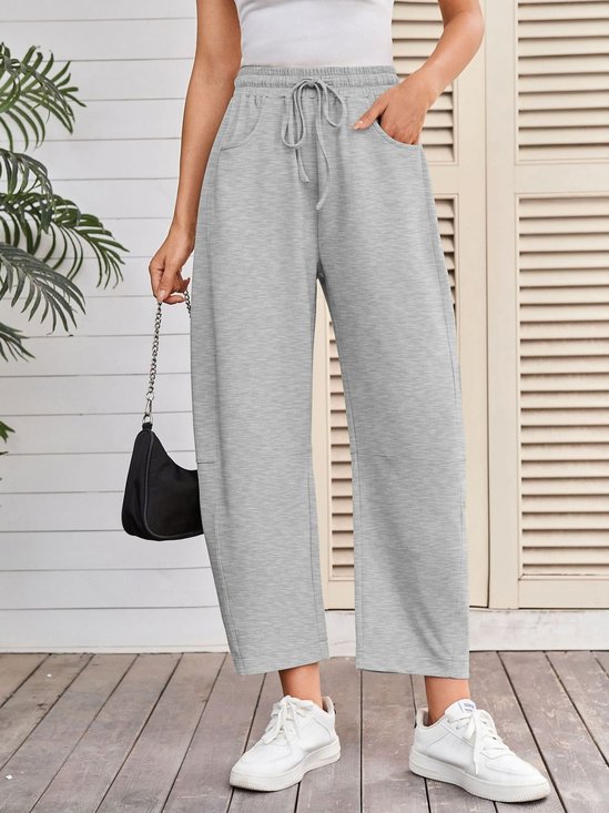 Women's  Elastic Waist H-Line Harem Pants Daily Going Out Pants Light Gray Casual Split Joint Plain Spring/Fall Pants