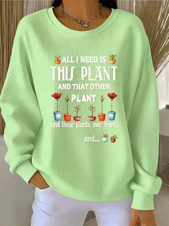 Vintage Crew Neck Loose Text Letters Sweatshirt