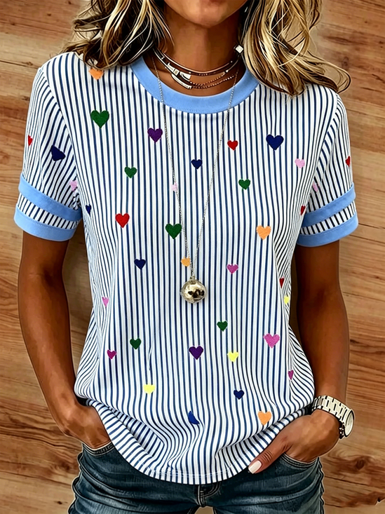 Regular Fit Heart/Cordate Casual T-Shirt