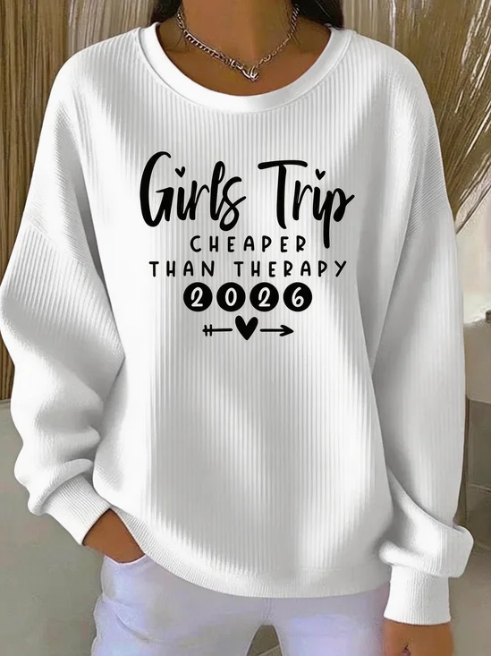 Letter Pattern Loose Casual Crew Neck Sweatshirt