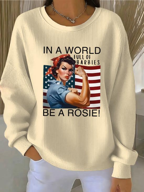 Independence Day Crew Neck Simple Loose Sweatshirt