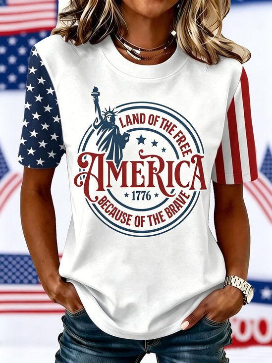 Women's 250th Anniversary Of The Founding Of the United States Eagle Old Glory Cotton Vintage Short Sleeve Round Neck 3D Printing Aemerica Flag Daily Going Out Casual T-Shirt Independence Day