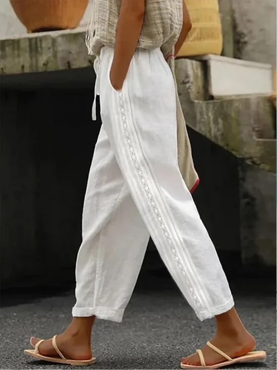 Women's  H-Line Baggy Pants Daily Going Out Pants White Casual Printing Abstract Spring/Fall Pants