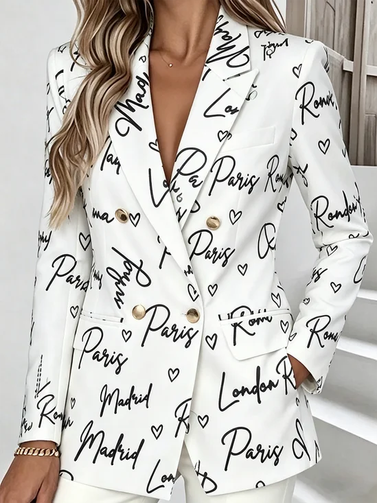 Elegant Geometric Others Loose Blazer