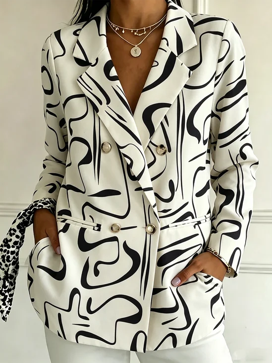 Elegant Striped Loose Others Blazer