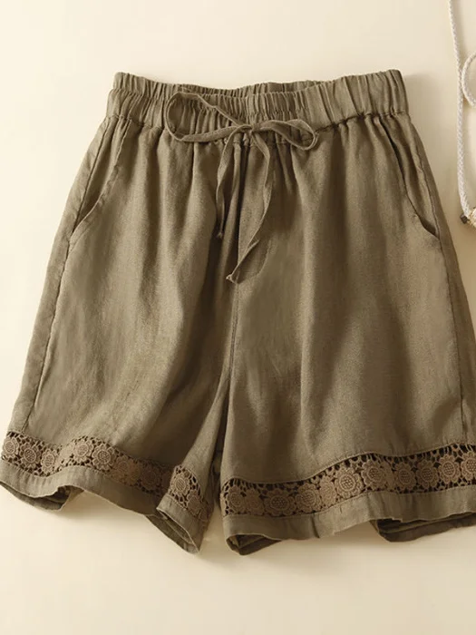 Casual Plain Wide Leg Pants Shorts