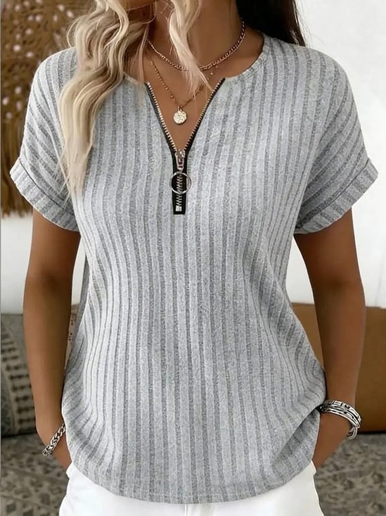 Half-Zip Others Elegant T-Shirt