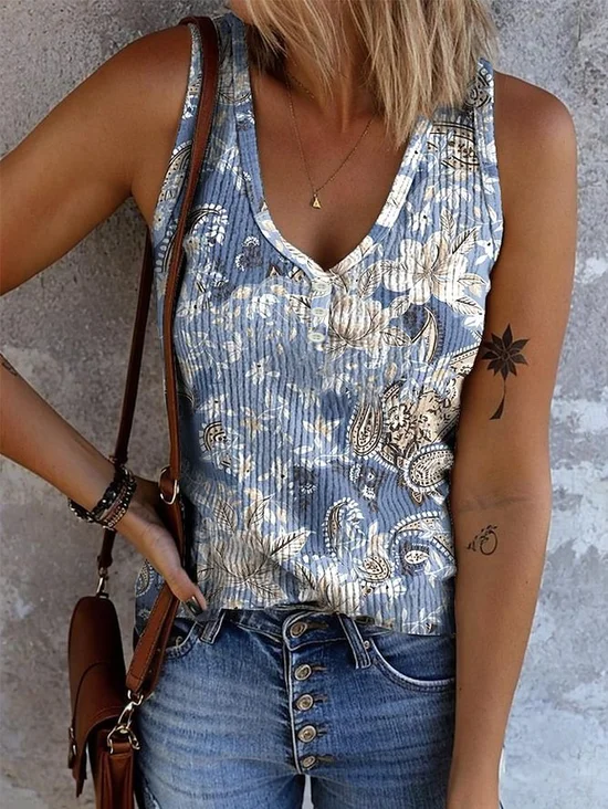 Casual Regular Fit Floral Tank Top