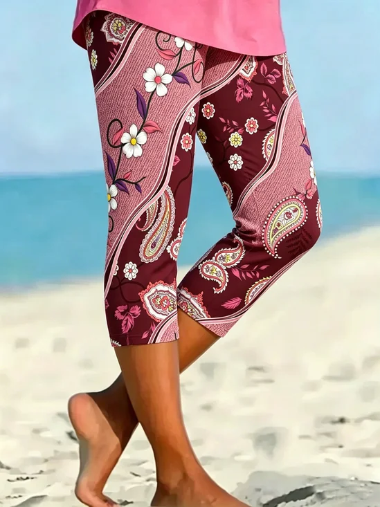 Casual Paisley Cotton Regular Fit Leggings