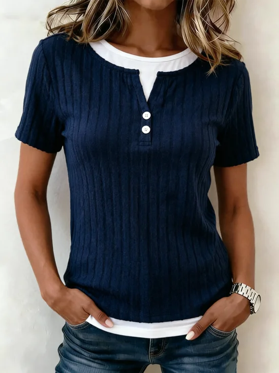 Regular Fit Contrast Stitching Vintage T-Shirt