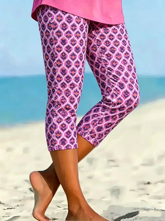 Casual Floral Cotton Regular Fit Leggings