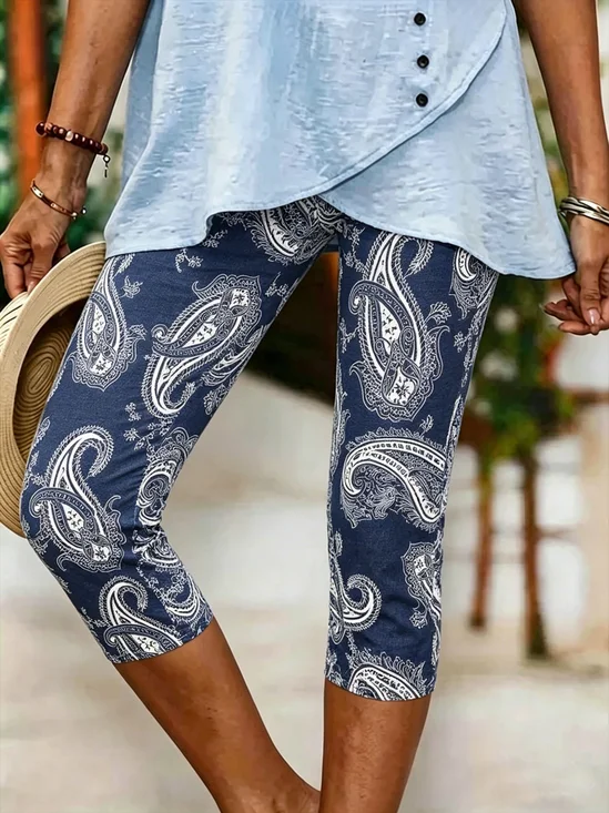 Casual Paisley Cashew Floral Print Cotton Regular Fit Leggings