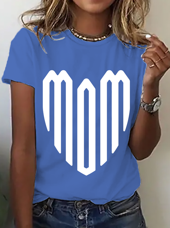 Mom Heart Print T-Shirt