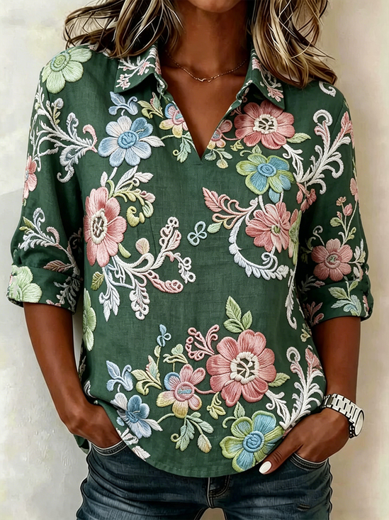 Shawl Collar Loose Vintage Shirt