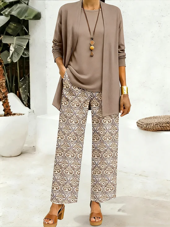 Women's Printing Abstract Daily Going Out Matching Outfit As Picture Casual Spring/Fall Multi-Piece Set Matching Set