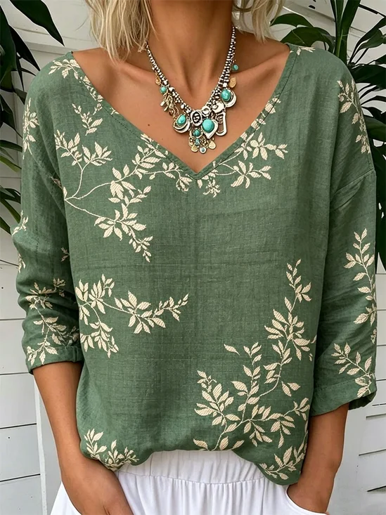 Jersey Loose V Neck Vintage T-Shirt