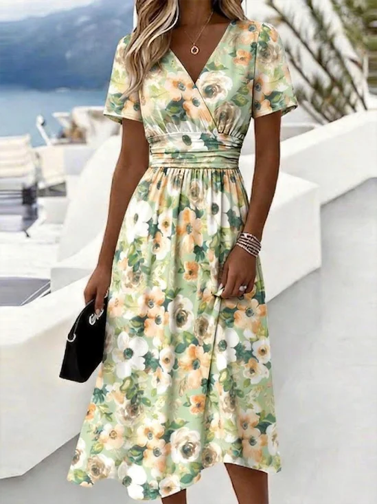 Regular Fit Elegant Floral Dress With No