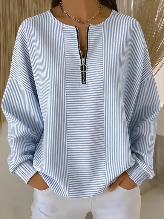 Crew Neck Striped Vintage Sweatshirt