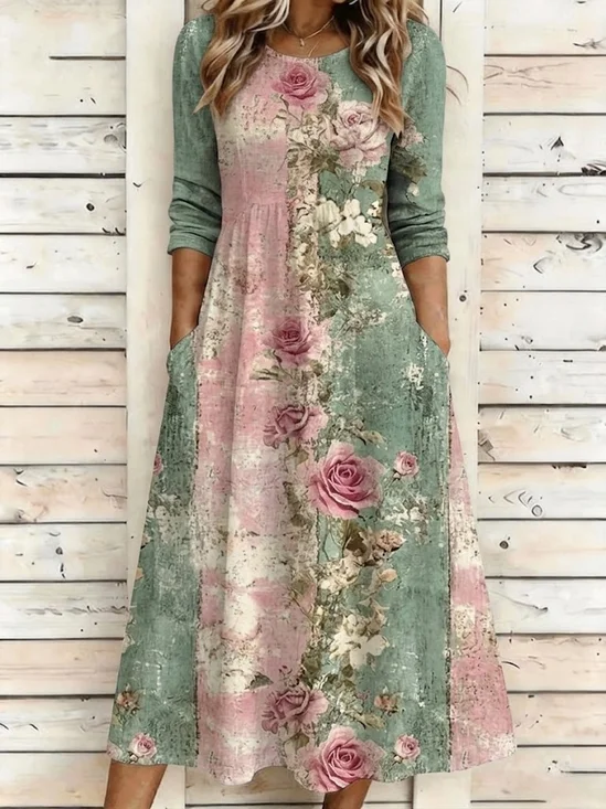 Floral Loose Elegant Dress With No
