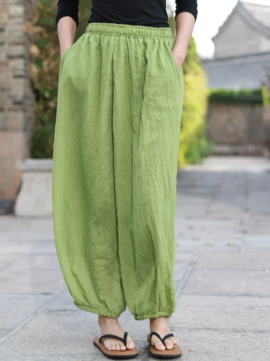 Casual Plain Bloomers Fashion Pants