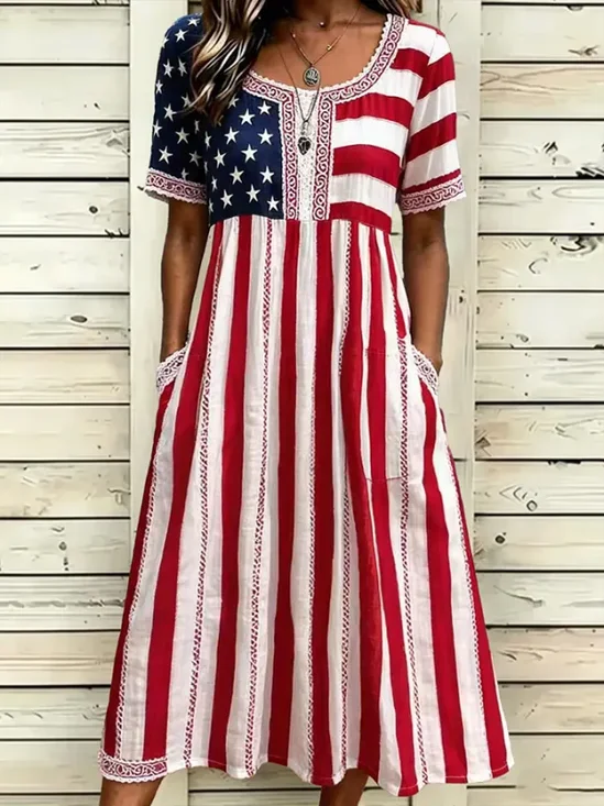 Vintage Independence Day Dress With No